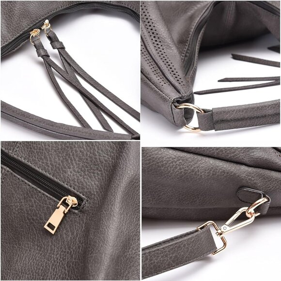 Women Hobo Bags Oversized Leather Handbags PU Crossbody Shoulder Totes Winter St - Picture 5 of 6